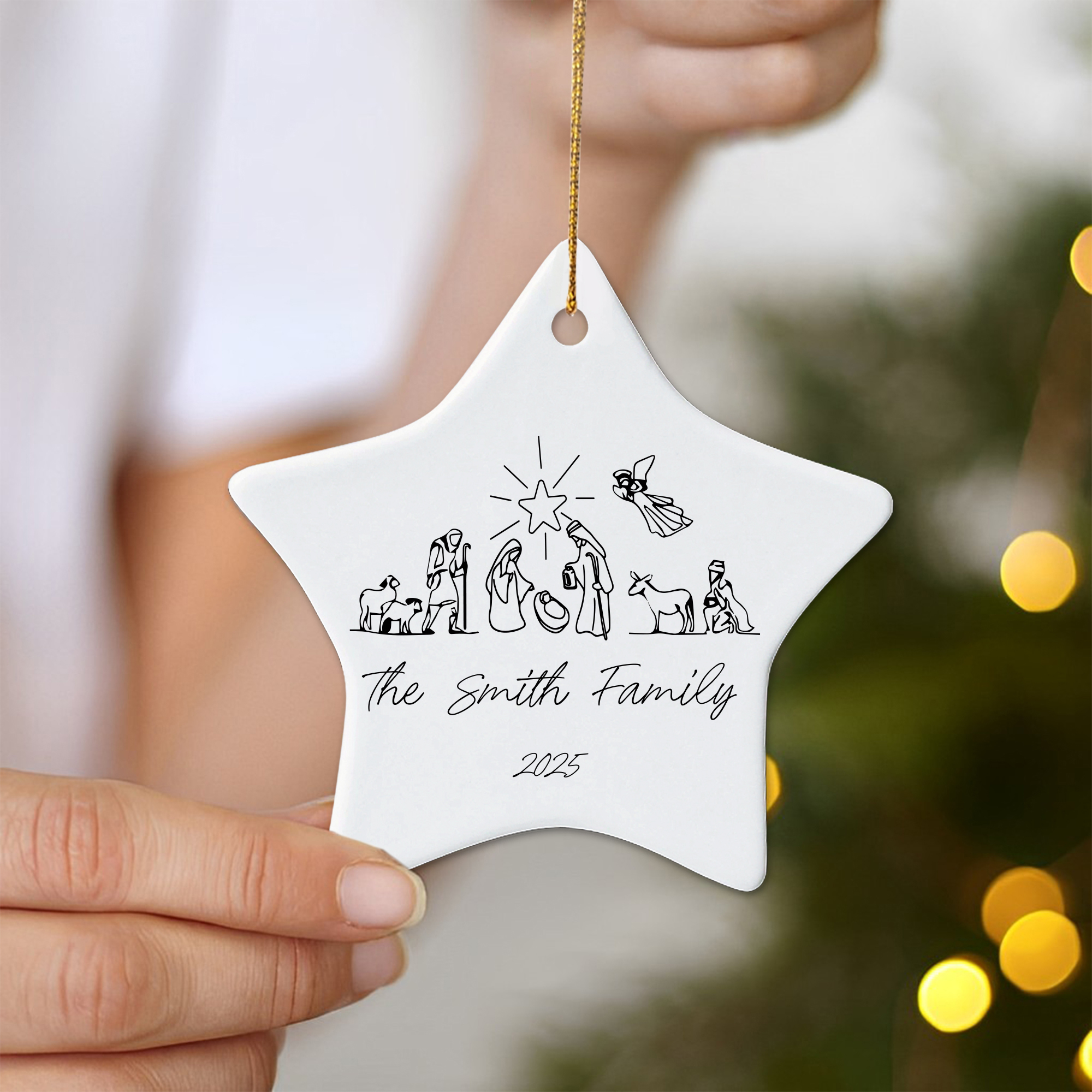 Personalized Nativity Scene Christmas Ornament, Custom Family Name Ornament 2025, Christian Holiday Decoration, Religious Xmas Tree Decor DCLAF34